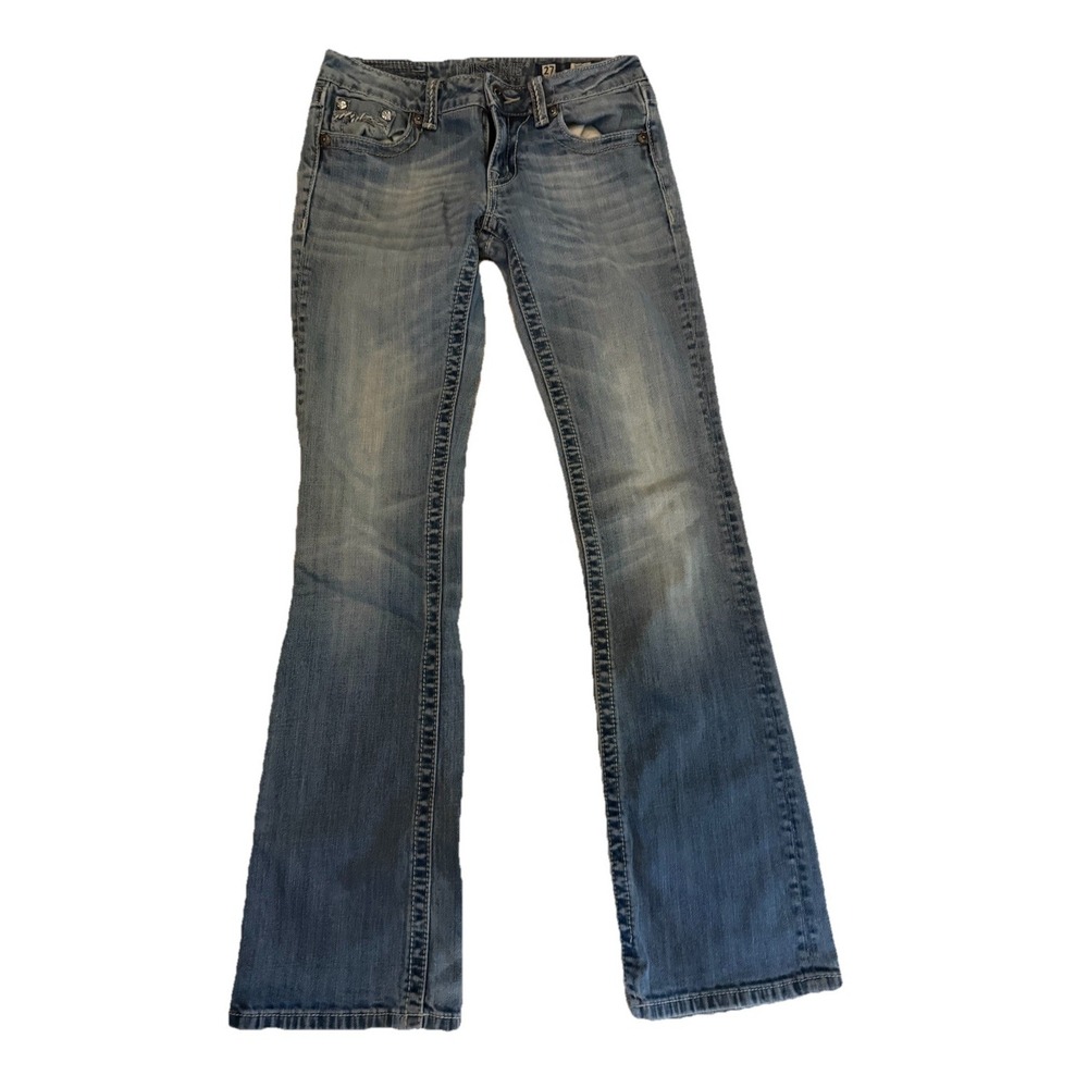 Miss Me Jeans Medium Blue Rhinestones Boot Cut Y2K Size 27 x 31
